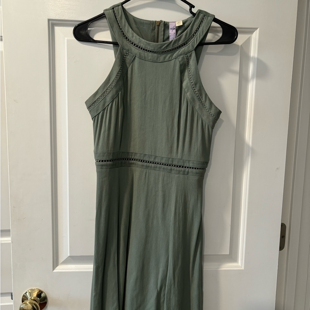 Alya green suede mini dress